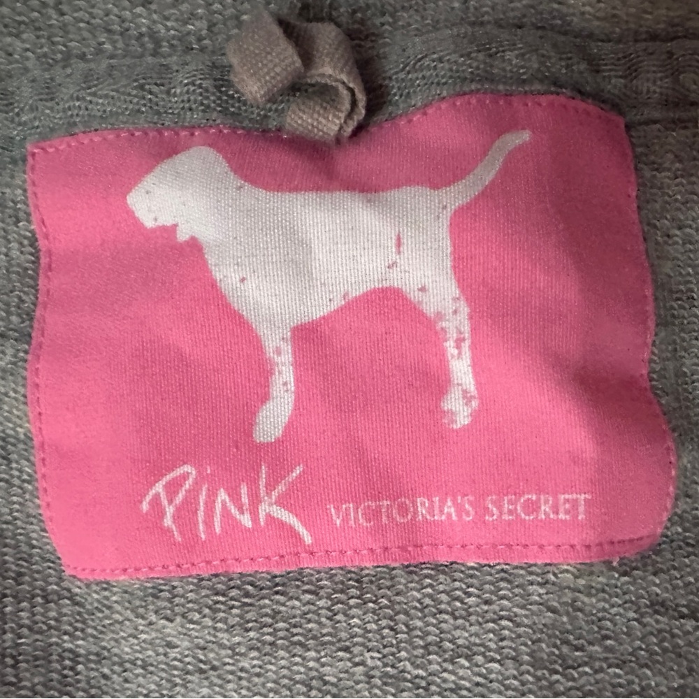VINTAGE VICTORIAS SECRET PINK 100%COTTON GREY HOODED ROBE - Picture 14 of 16